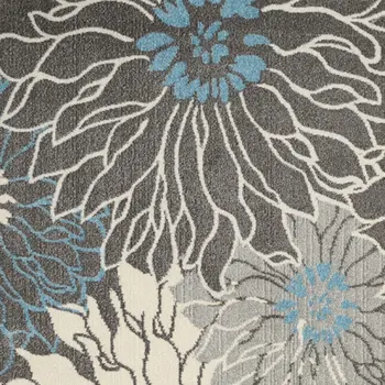 8' X 10' Blue And Gray Floral Area Rug
