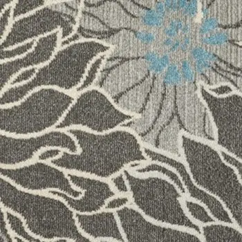 8' Blue And Gray Floral Round Rug