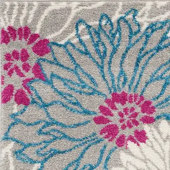 2' X 3' Gray And Pink Floral Area Rug