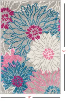 2' X 3' Gray And Pink Floral Area Rug