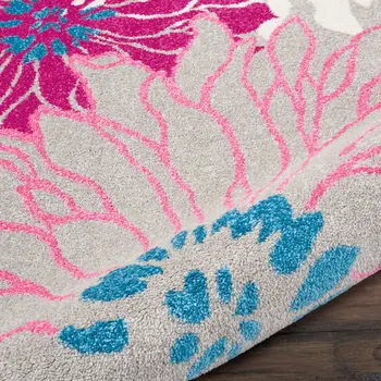 4' X 6' Gray And Pink Floral Area Rug