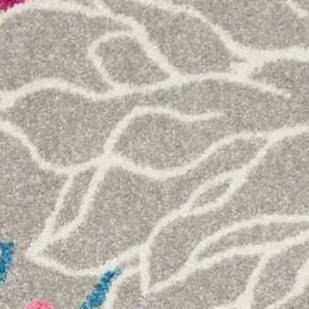 7' X 10' Gray And Pink Floral Area Rug
