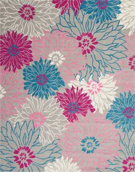 8' X 10' Gray And Pink Floral Area Rug