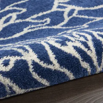 6' Blue And Ivory Floral Runner Rug