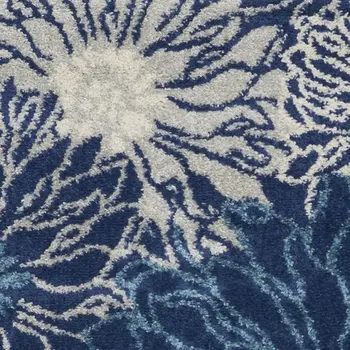 6' Blue And Ivory Floral Runner Rug