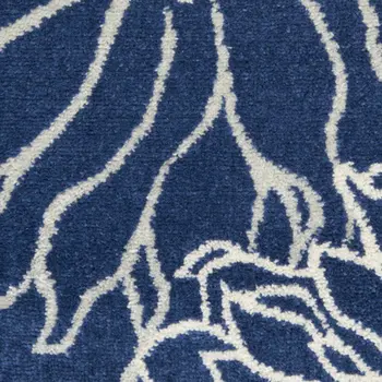 8' Blue And Ivory Floral Runner Rug