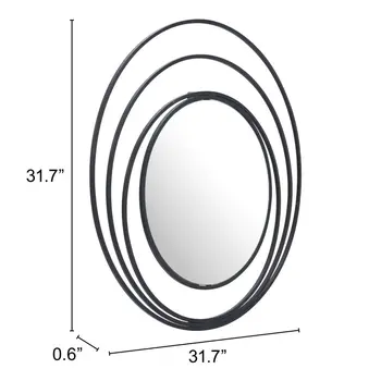 32" Black Oval Steel Framed Accent Mirror