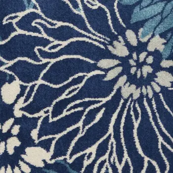 4' X 6' Blue And Ivory Floral Area Rug
