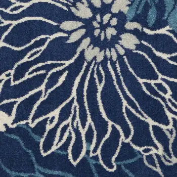 5' X 7' Blue And Ivory Floral Area Rug