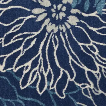 5' X 7' Blue And Ivory Floral Area Rug