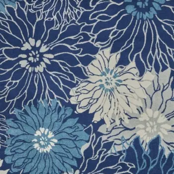8' X 10' Blue And Ivory Floral Area Rug