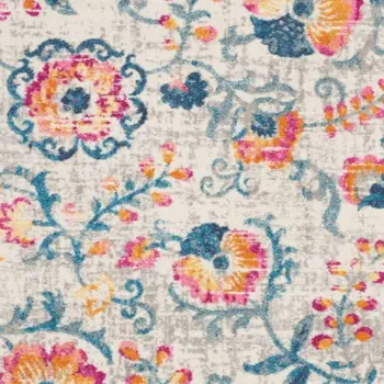 4' X 6' Ivory And Blue Floral Area Rug