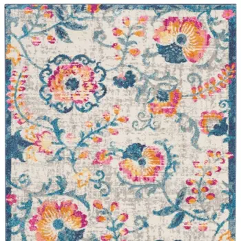 7' X 10' Ivory And Blue Floral Area Rug