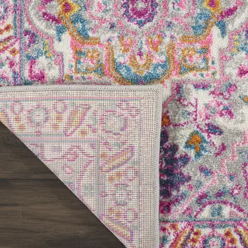 2' X 3' Light Gray And Pink Medallion Area Rug