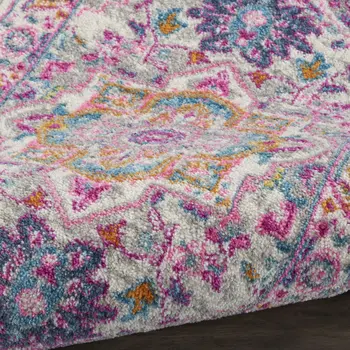 2' X 3' Light Gray And Pink Medallion Area Rug