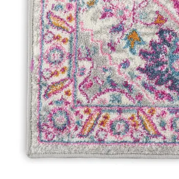 2' X 3' Light Gray And Pink Medallion Area Rug