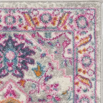 2' X 3' Light Gray And Pink Medallion Area Rug