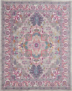 8' X 10' Light Gray And Pink Medallion Area Rug