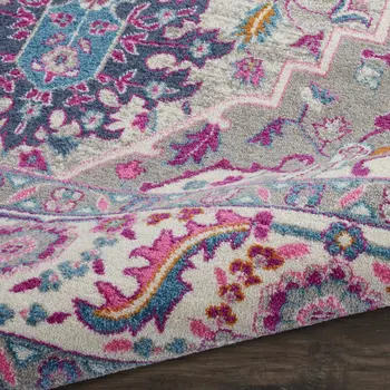 8' X 10' Light Gray And Pink Medallion Area Rug
