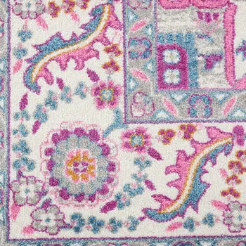 8' X 10' Light Gray And Pink Medallion Area Rug