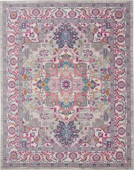 8' X 10' Light Gray And Pink Medallion Area Rug