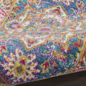 2' X 3' Teal And Ivory Medallion Distressed Area Rug