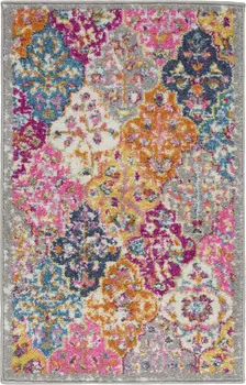 2' X 3' Gray And Ivory Geometric Distressed Area Rug