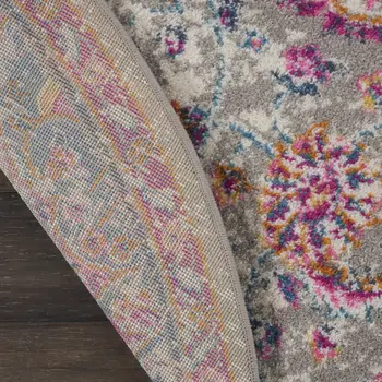 4' Gray And Ivory Medallion Round Rug