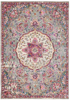 5' X 7' Gray And Ivory Medallion Area Rug