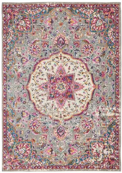 7' X 10' Gray And Ivory Medallion Area Rug