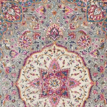 8' X 10' Gray And Ivory Medallion Area Rug