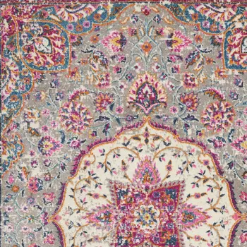 8' X 10' Gray And Ivory Medallion Area Rug