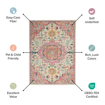 2' X 3' Ivory And Blue Medallion Area Rug