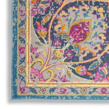5' X 7' Ivory And Blue Medallion Area Rug
