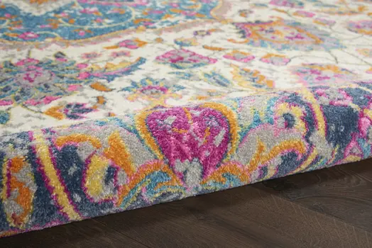 8' X 10' Ivory And Blue Medallion Area Rug