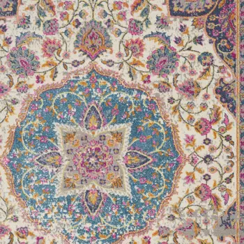 8' X 10' Ivory And Blue Medallion Area Rug