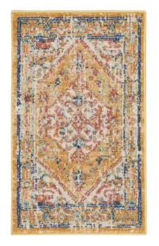 2' X 3' Yellow And Ivory Medallion Area Rug