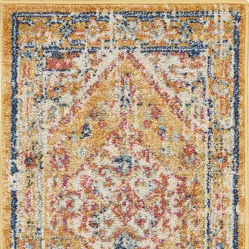 2' X 3' Yellow And Ivory Medallion Area Rug