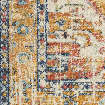 5' X 7' Yellow And Ivory Floral Medallion Area Rug