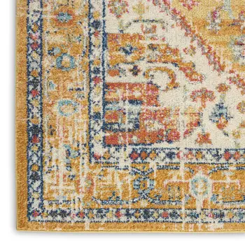 7' X 10' Yellow And Ivory Medallion Area Rug