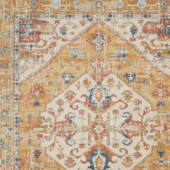7' X 10' Yellow And Ivory Medallion Area Rug