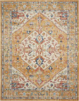 8' X 10' Yellow And Ivory Medallion Area Rug