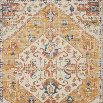 8' X 10' Yellow And Ivory Medallion Area Rug