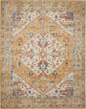 8' X 10' Yellow And Ivory Medallion Area Rug