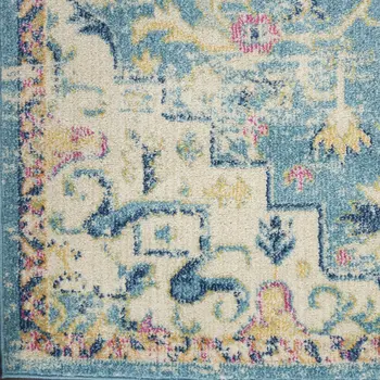 2' X 3' Ivory And Blue Oriental Distressed Area Rug