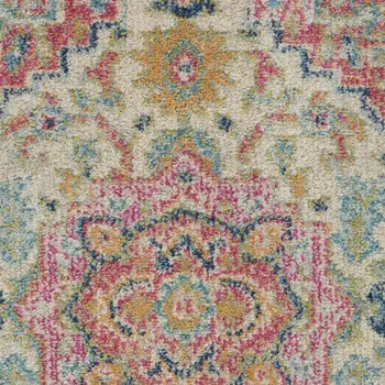 2' X 3' Pink And Ivory Southwestern Distressed Area Rug