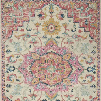 4' X 6' Pink And Ivory Southwestern Distressed Area Rug