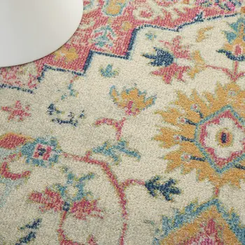 5' X 7' Pink And Ivory Southwestern Distressed Area Rug