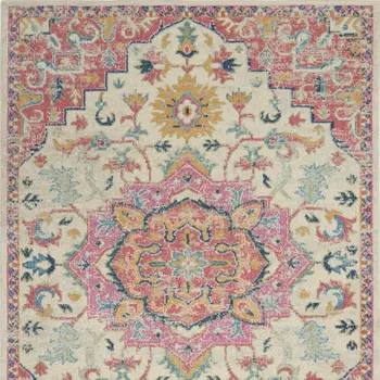 5' X 7' Pink And Ivory Southwestern Distressed Area Rug