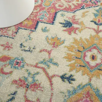 5' X 7' Pink And Ivory Southwestern Distressed Area Rug